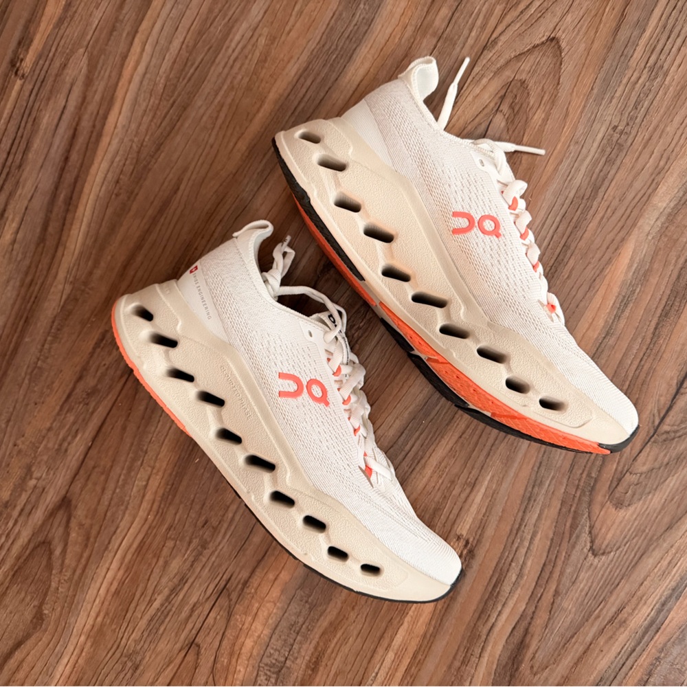 On Running Women's Sneakers in Cream and Orange